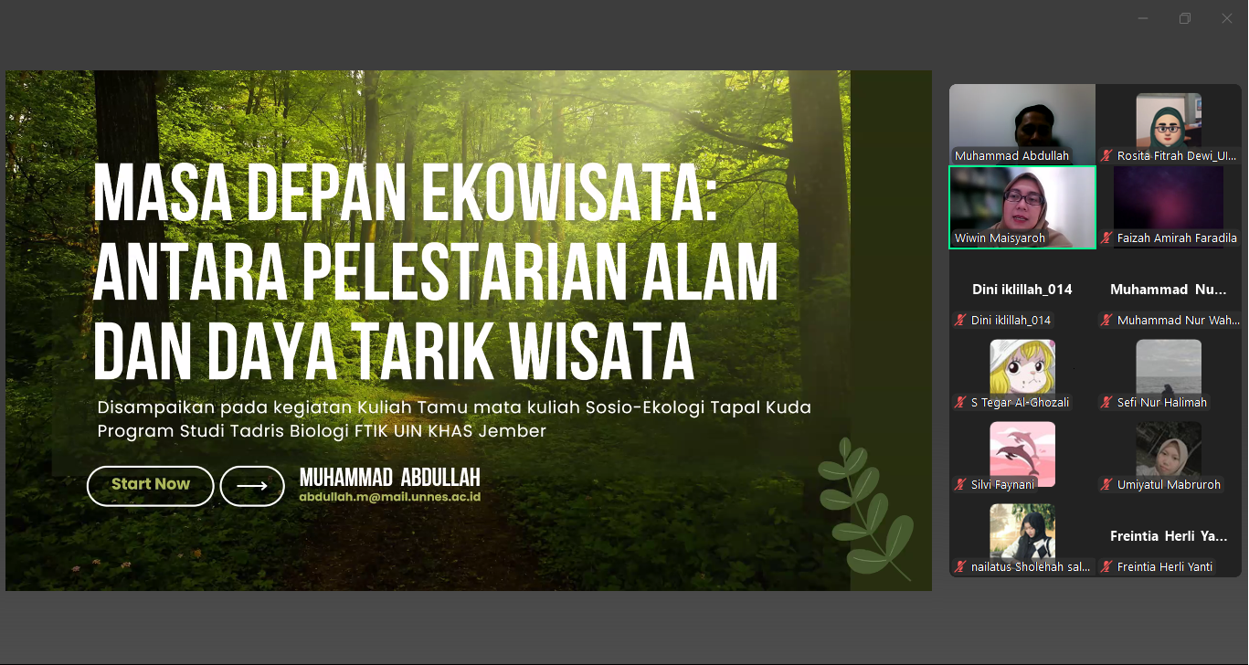Kuliah Tamu Sosio-Ekologi Tapal Kuda UIN KHAS Jember: Menakar Masa Depan Ekowisata antara Pelestarian Alam dan Daya Tarik Wisata